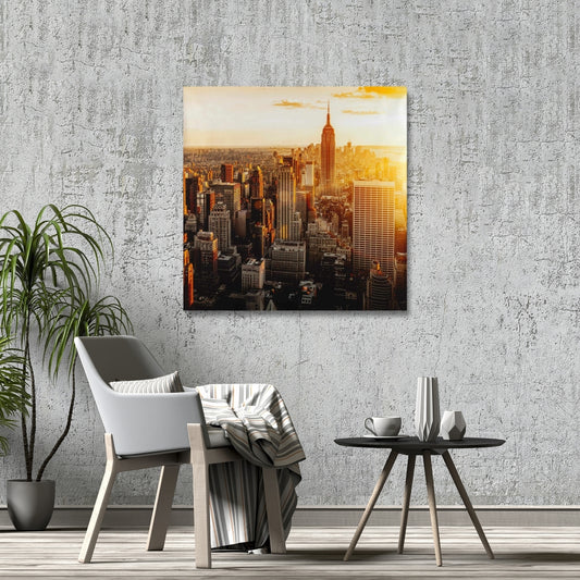 New York City at Sunset Hyperrealist Canvas | Home Decor