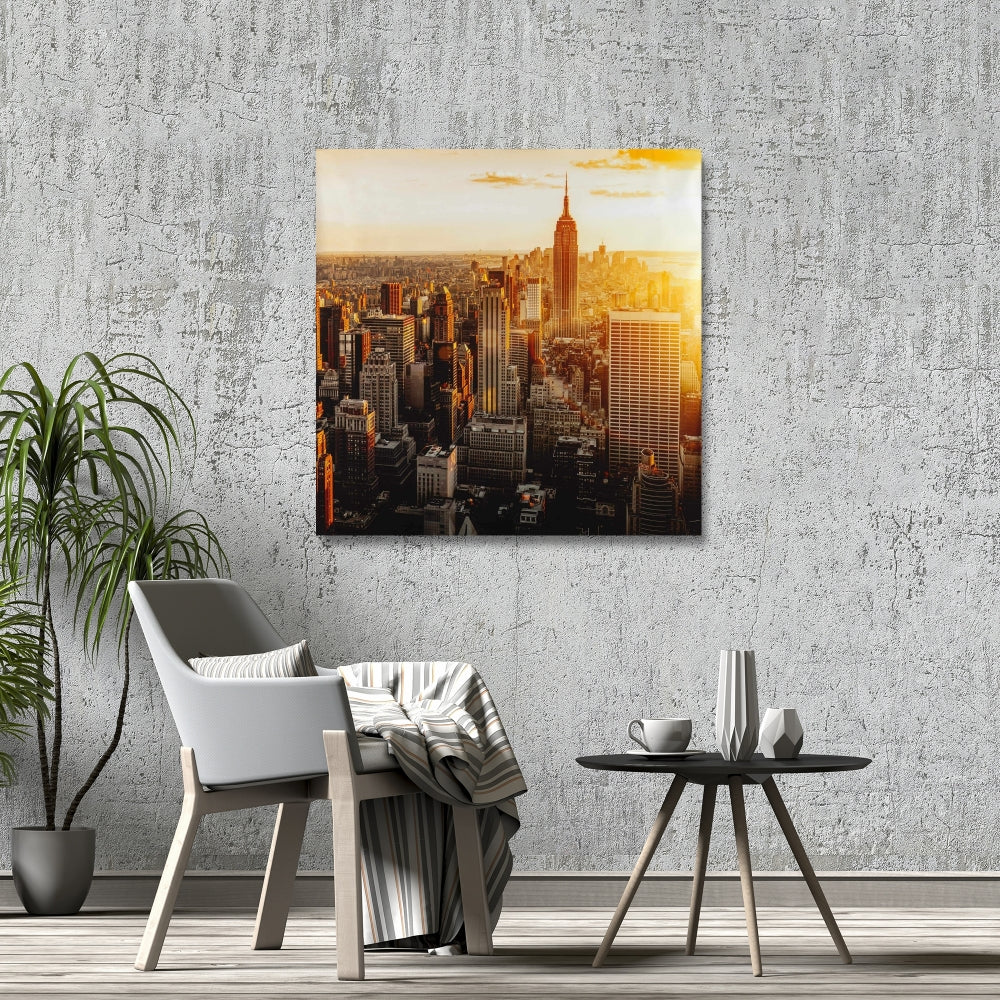 Toile hyperréaliste New York au coucher du soleil | Décoration d'intérieur