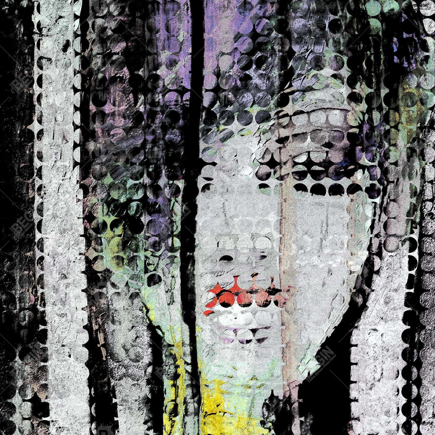 Toile abstraite colorée représentant un visage de femme | Décoration murale de femme noire