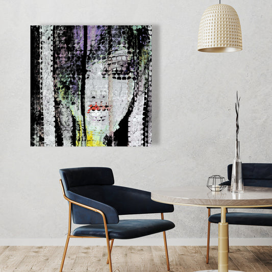 Retro Woman Bedroom Canvas - Abstract Colorful Face Decor
