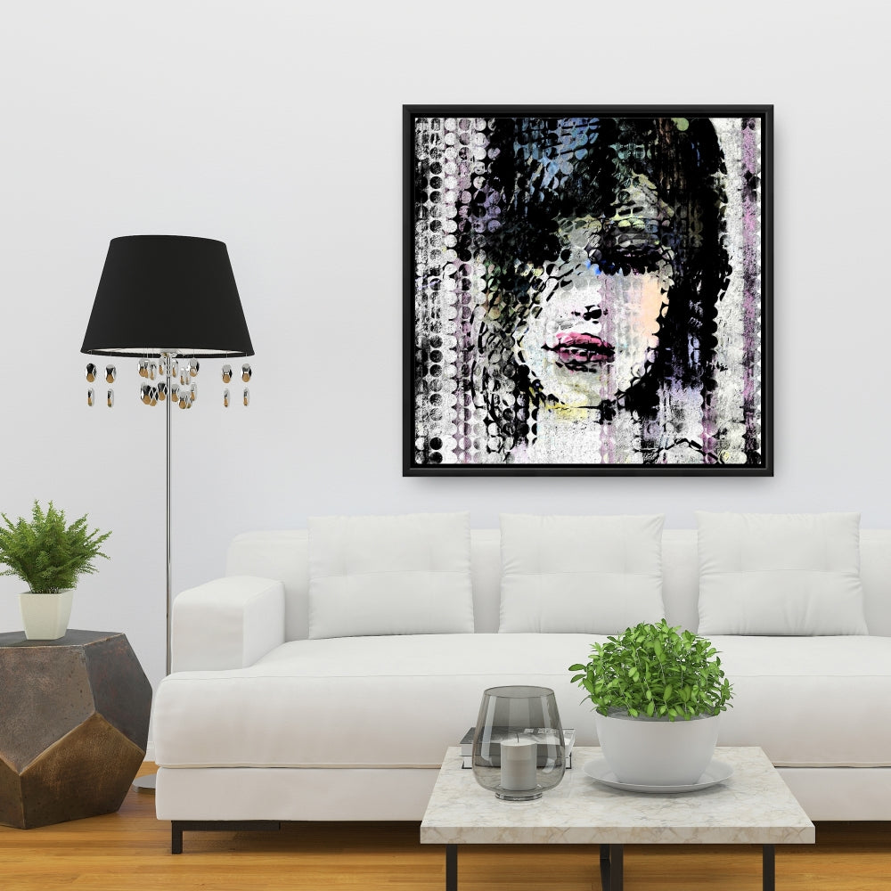 Toile figurative rétro | Visage de femme coloré pour chambre