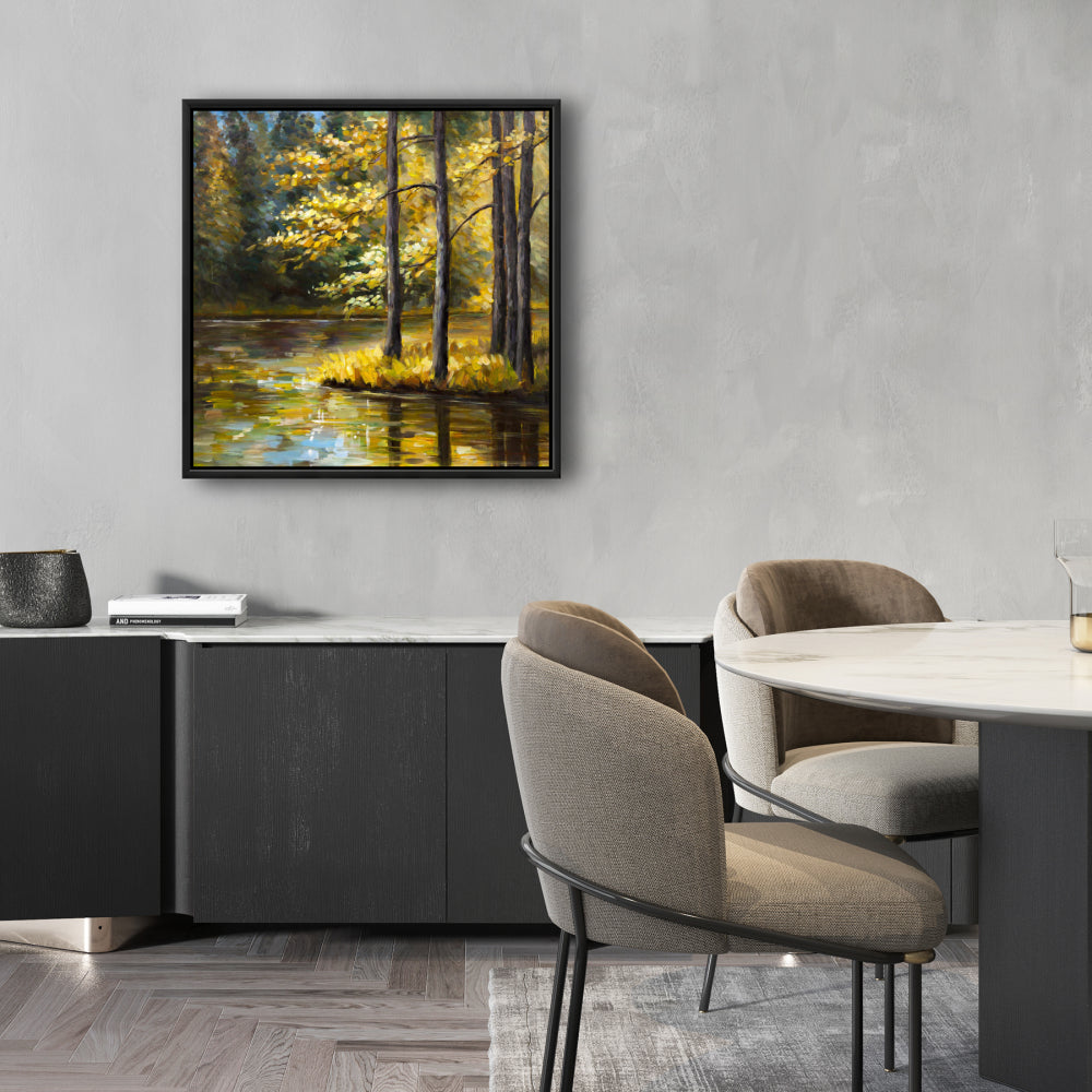 Toile de chambre Paysages bleus | Paysage d'automne au bord de l'eau