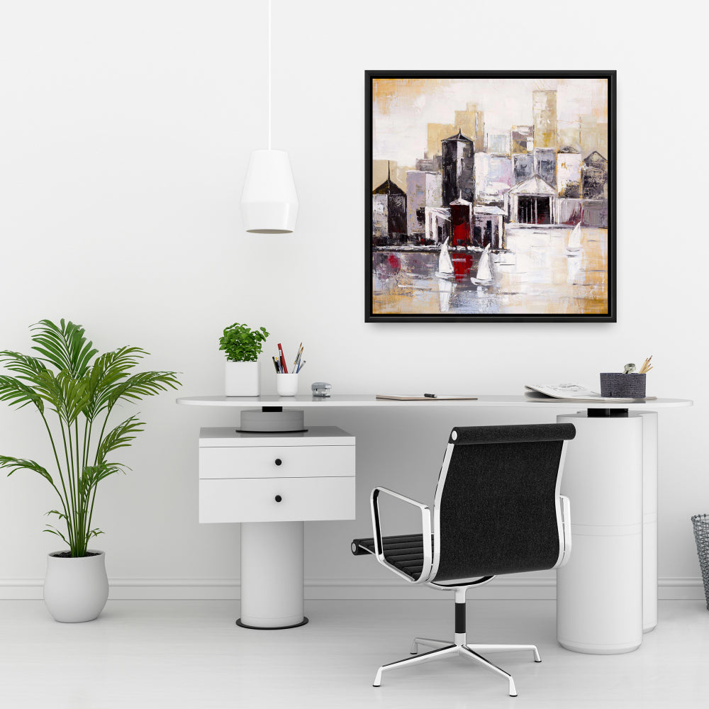 Toile Trois voiliers – Décoration de chambre à coucher style bateau industriel