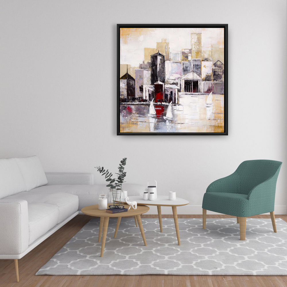 Toile Trois voiliers – Décoration de chambre à coucher style bateau industriel