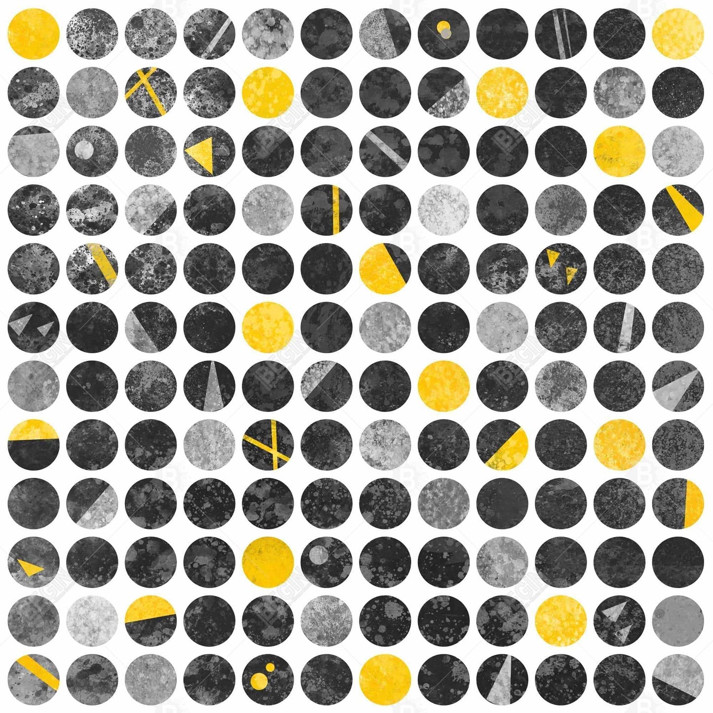 Toile Cercles abstraits grunge | Art industriel gris encadré