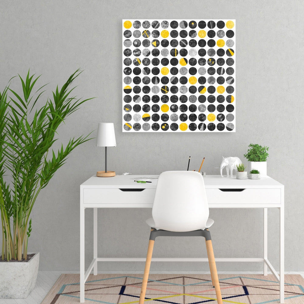 Gray Abstract Grunge Circles Canvas | Living Room Wall Art