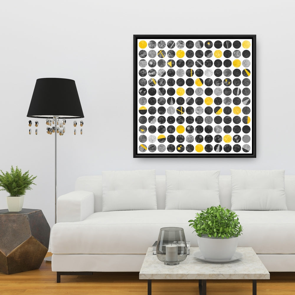 Toile Cercles abstraits grunge | Art industriel gris encadré