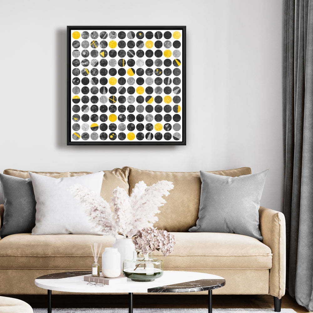 Toile Cercles abstraits grunge | Art industriel gris encadré