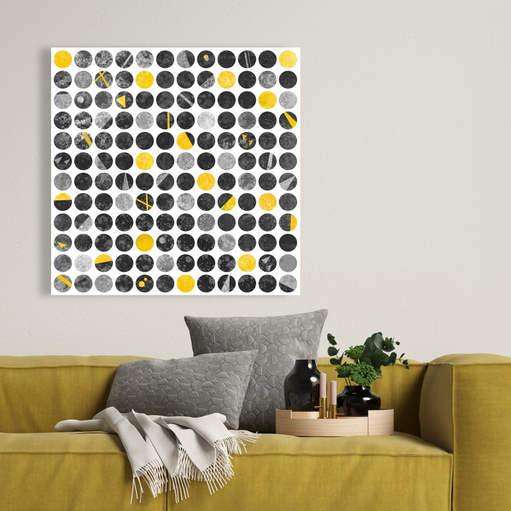 Gray Abstract Grunge Circles Canvas | Living Room Wall Art