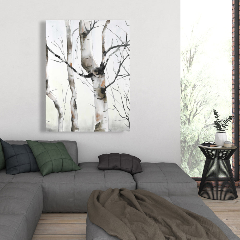 Three Birches Trees Minimalist Canvas | Home Decor Wall Art