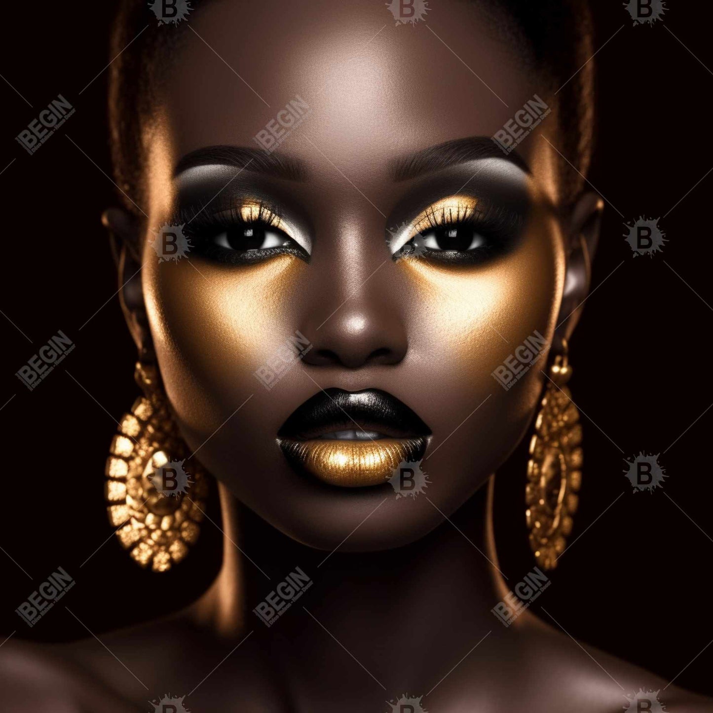 Toile encadrée « Beauté africaine figurative » | Décor « Regard perçant »