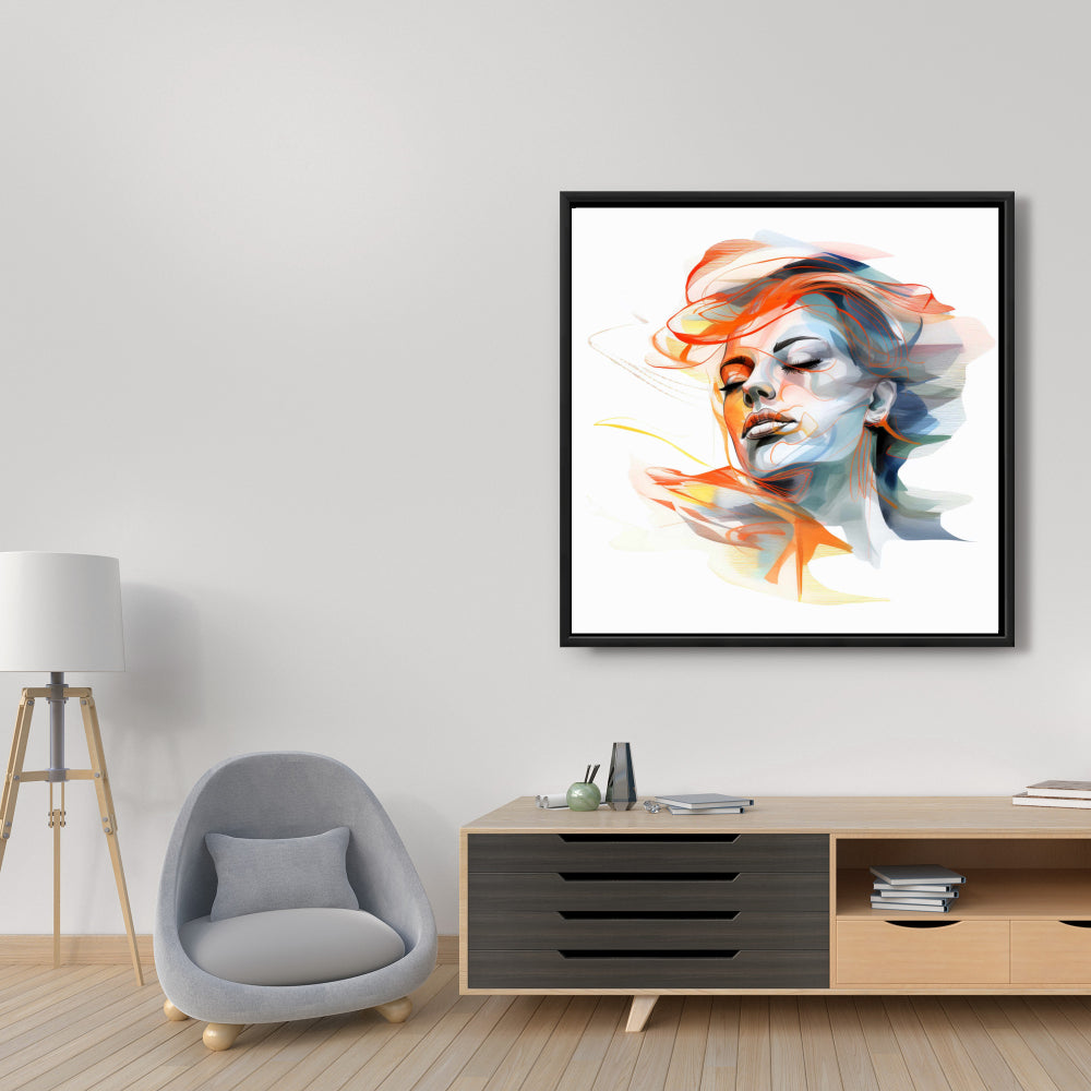 Beauty Waves | Blue Minimalist Framed Canvas for Home Decor