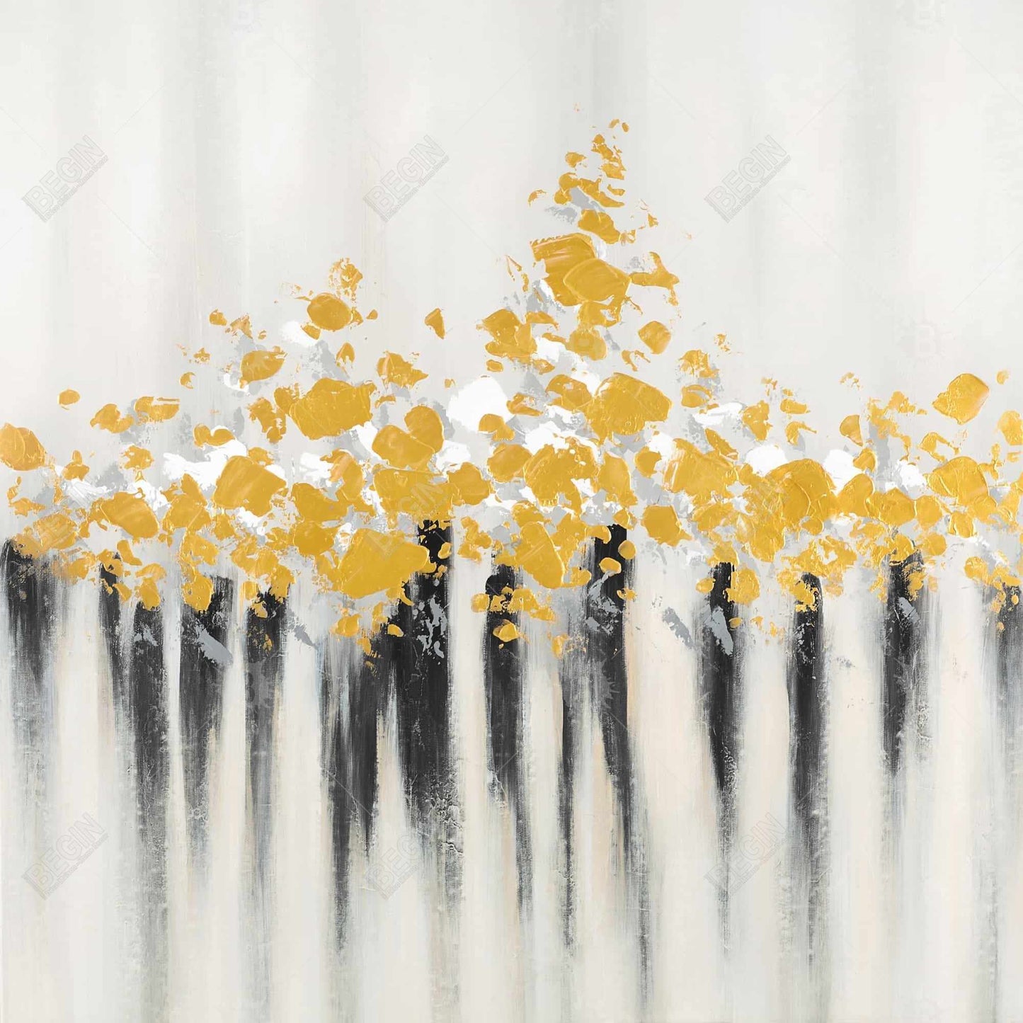 Abstract Gold Flowers Canvas | Modern Bedroom Wall Art Decor