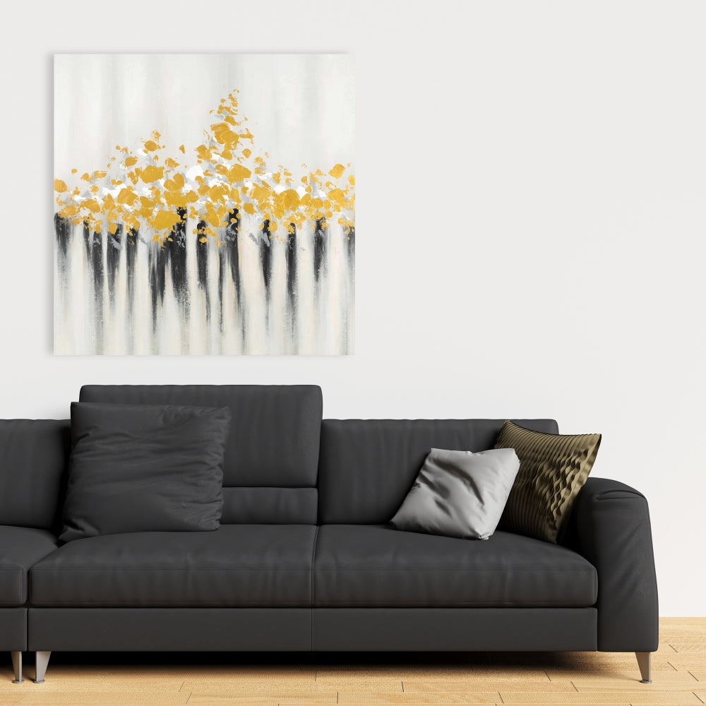 Abstract Gold Flowers Canvas | Modern Bedroom Wall Art Decor