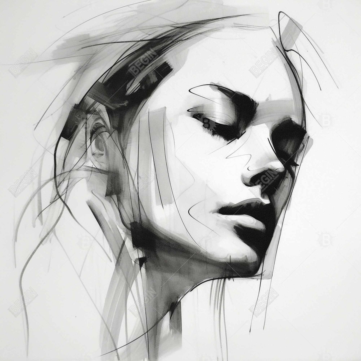 Monochrome Beauty Canvas - Feminine Traits | Home Decor Art