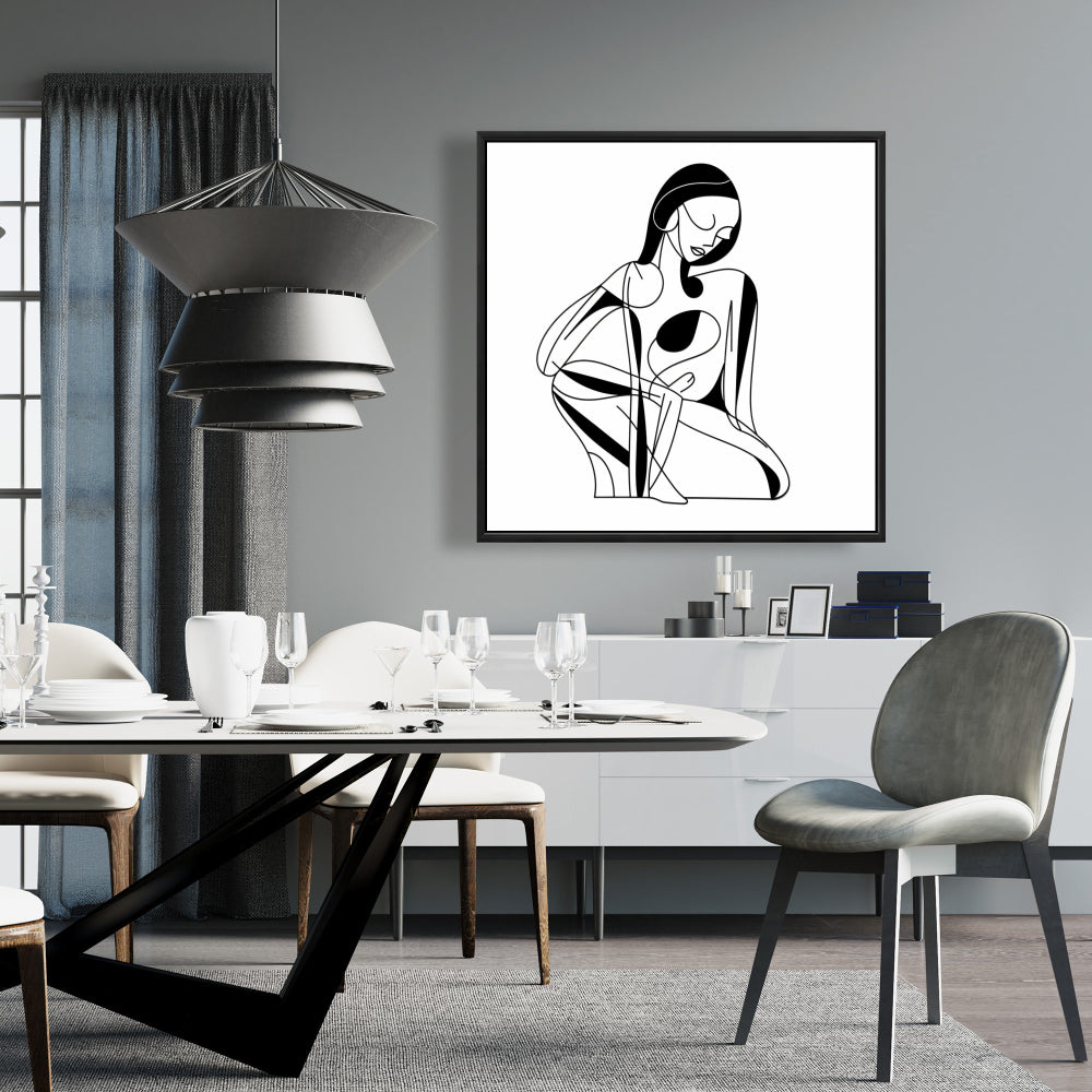 Feminine Lines Abstract Bedroom Framed Canvas - Home Decor