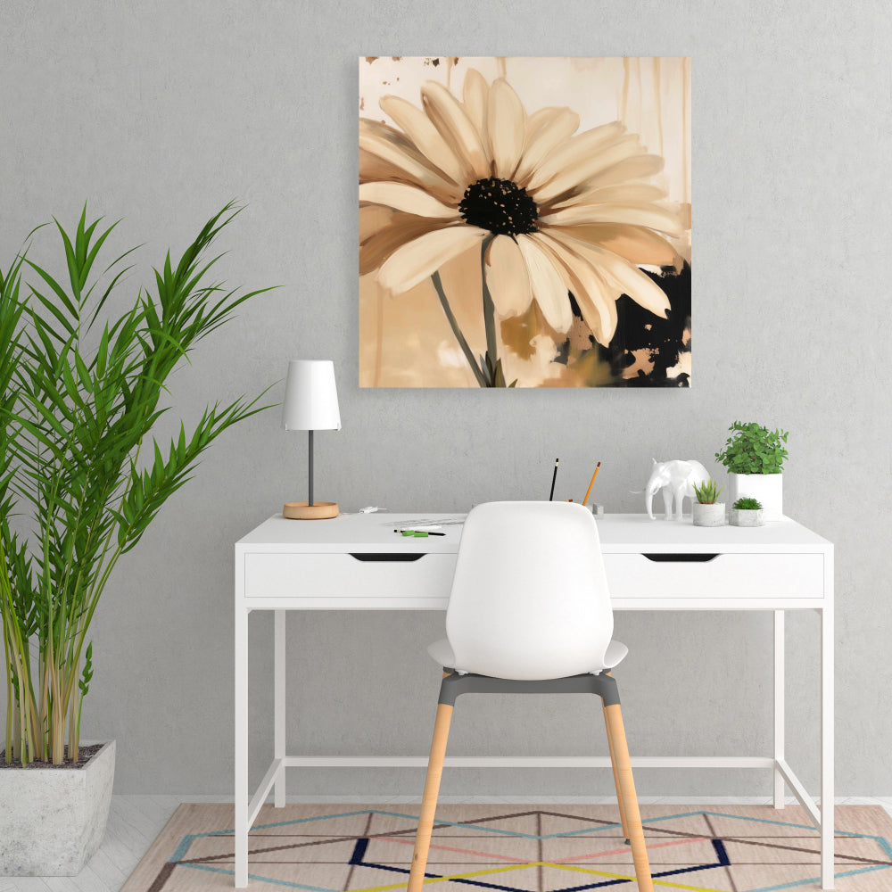 Magnifique toile contemporaine à motif marguerites noires - Décoration d'intérieur