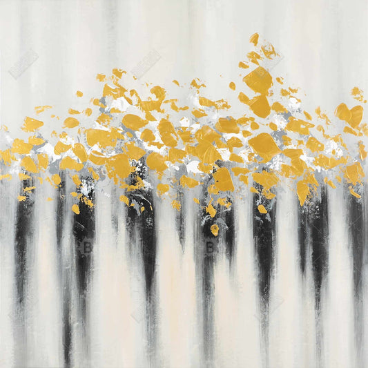 Toile grise industrielle abstraite | Décor à petites taches dorées