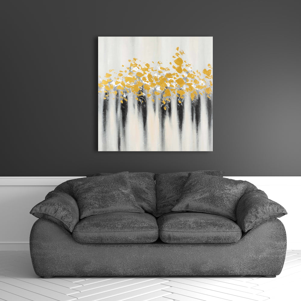 Abstract Gray Bedroom Canvas - Small Golden Spots Decor