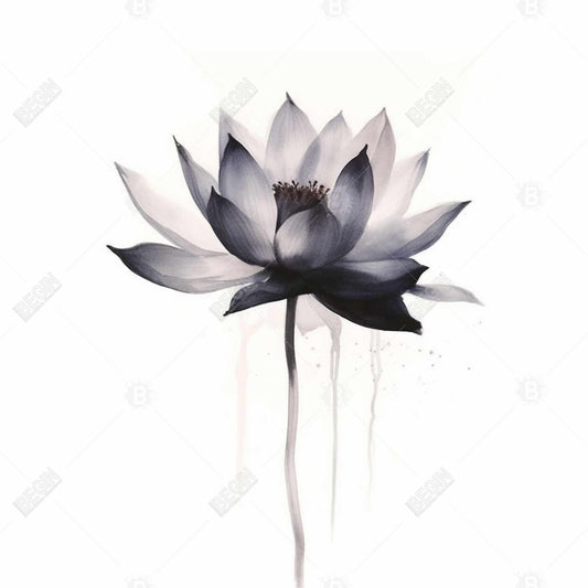 Watercolor Flower Minimalist Blue Canvas | Home Decor Art