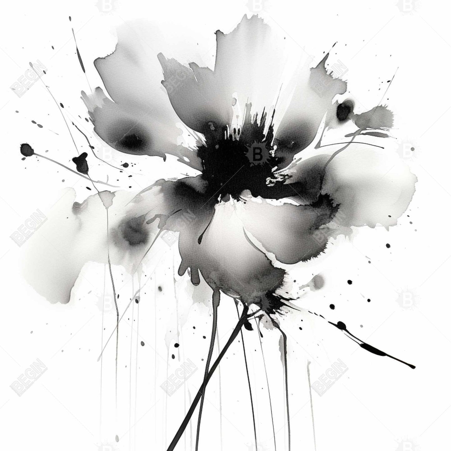 White Abstract Flowers Canvas | Abstract Flower Home Decor