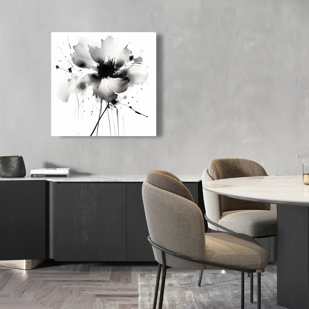 White Abstract Flowers Canvas | Abstract Flower Home Decor