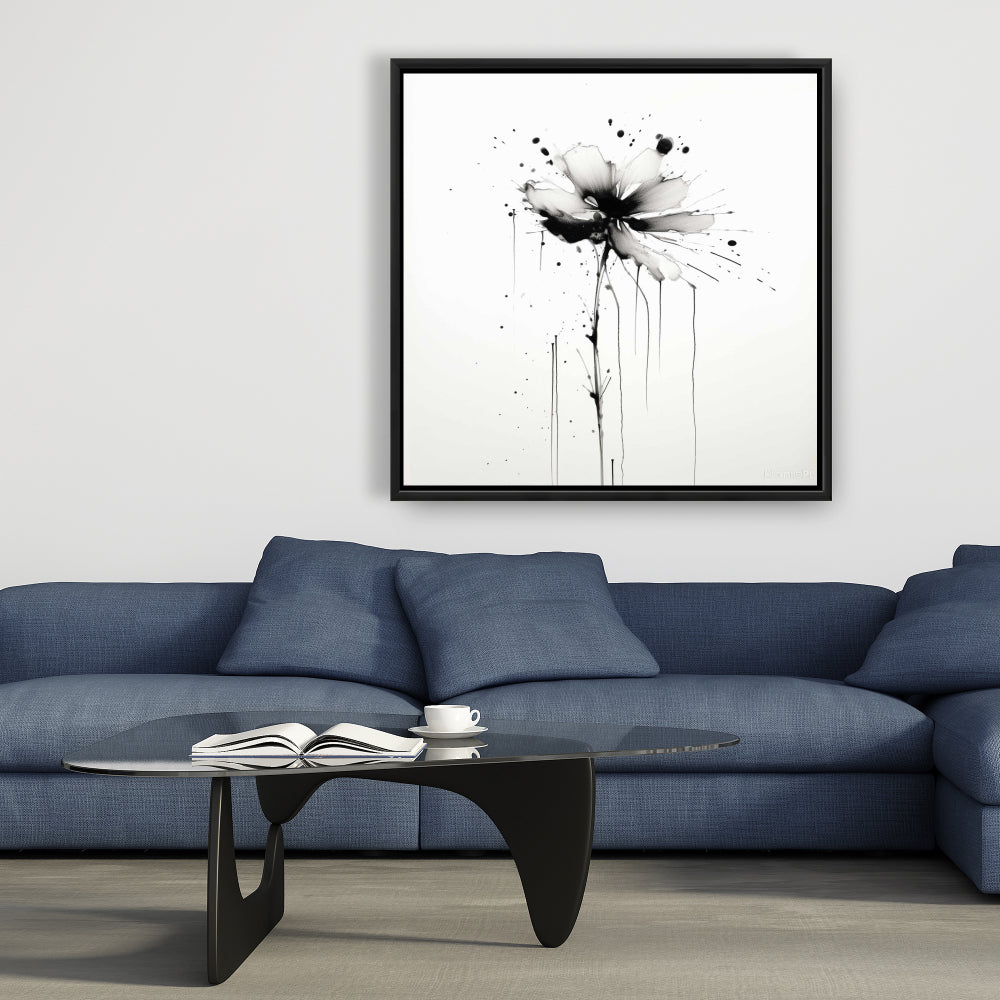 Exploding Flower Framed Canvas | Abstract Minimalist Decor
