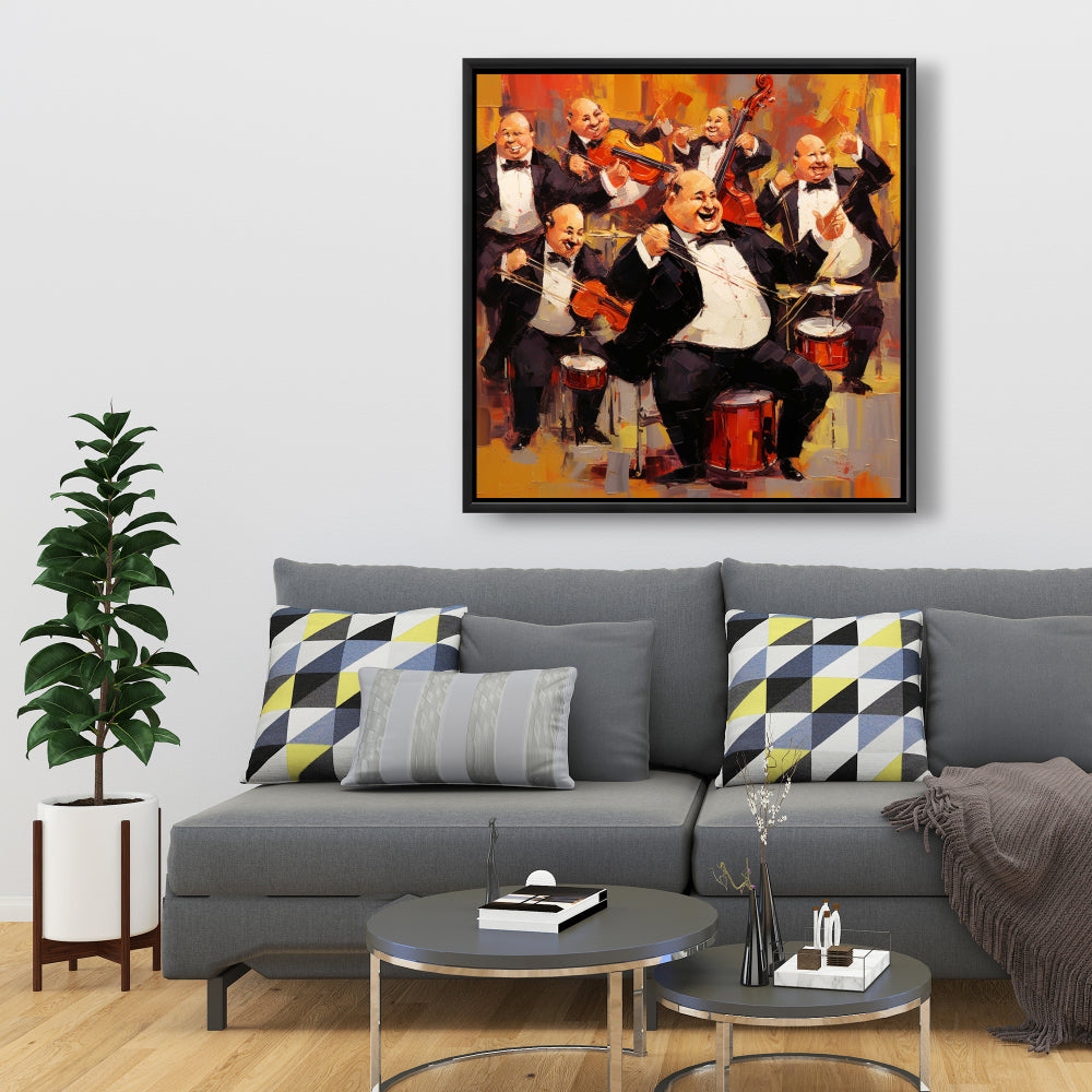 Music Fun Abstract Canvas | Contemporary Framed Bedroom Art