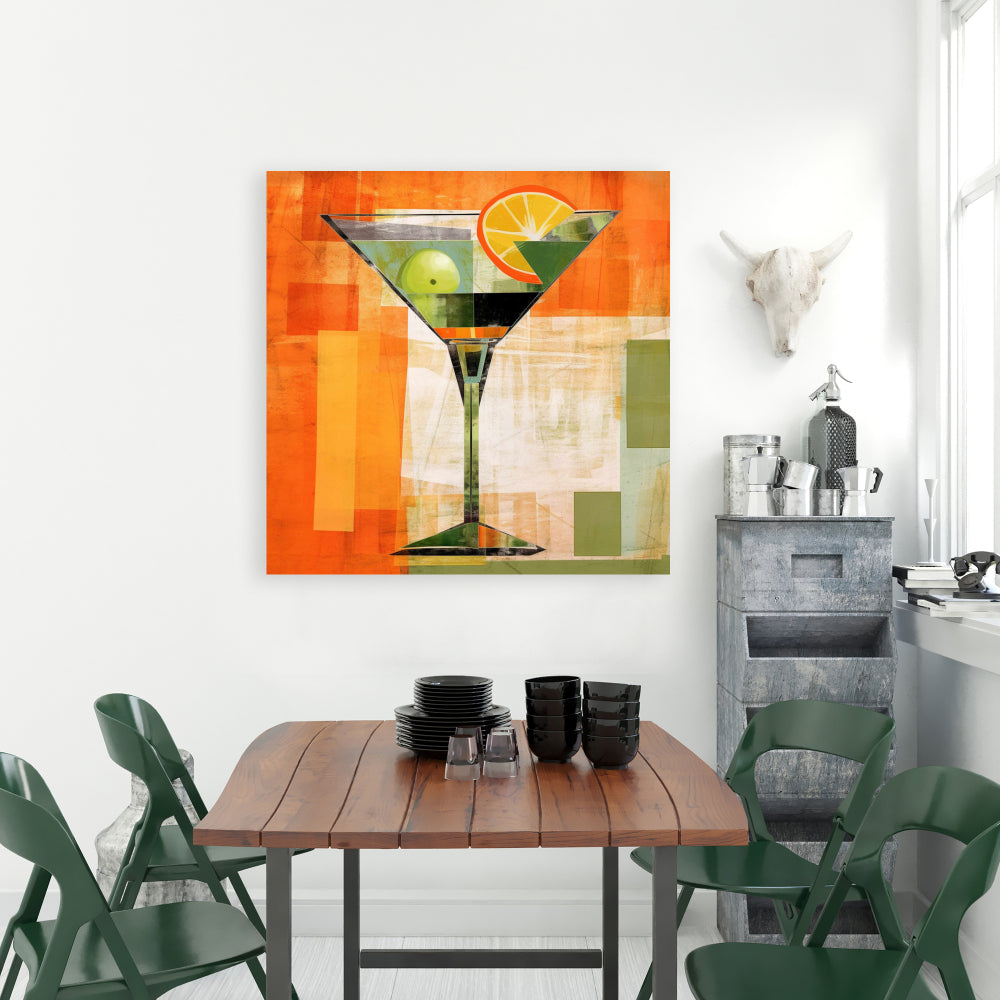 Cocktail Kitchen Abstract Yellow Canvas | Home Decor Wall Art