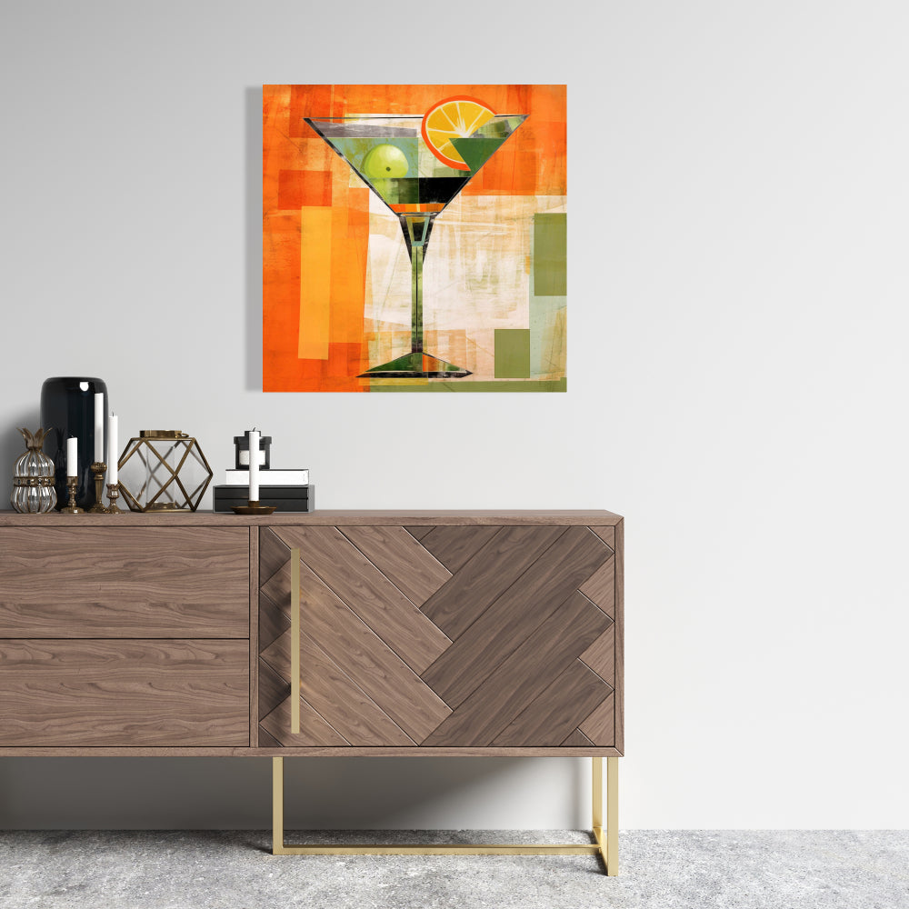 Cocktail Kitchen Abstract Yellow Canvas | Home Decor Wall Art