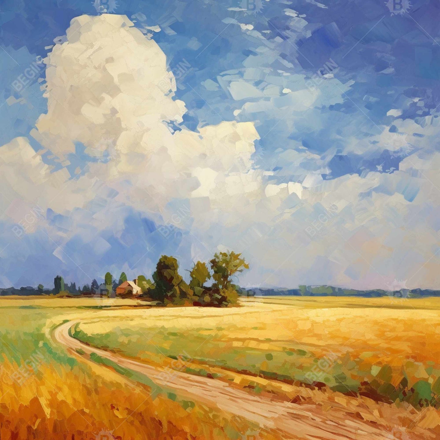 "Country Day Abstract Canvas - Contemporary Bedroom Decor"