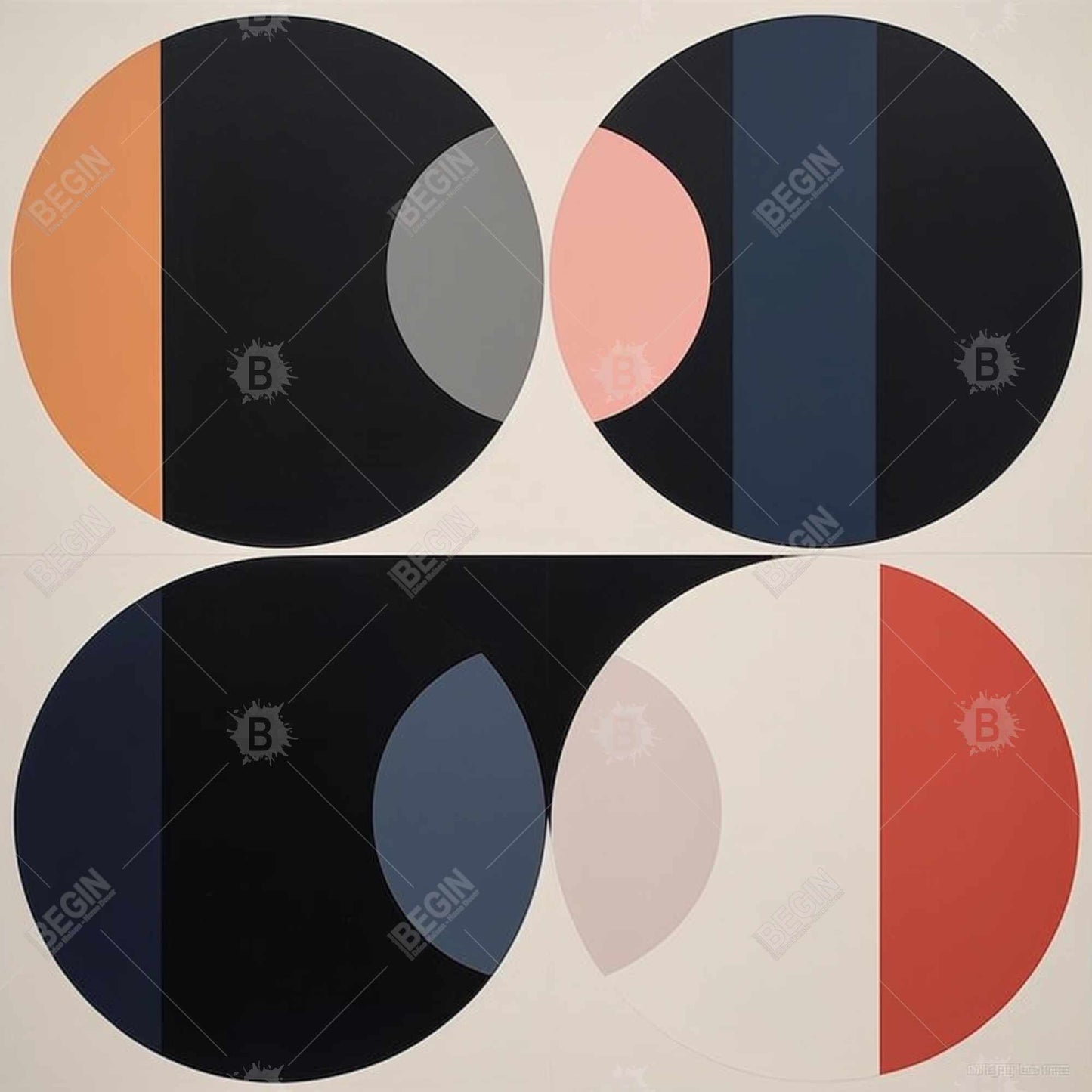 Imbed Circles Abstract Canvas | White Frame Bedroom Decor