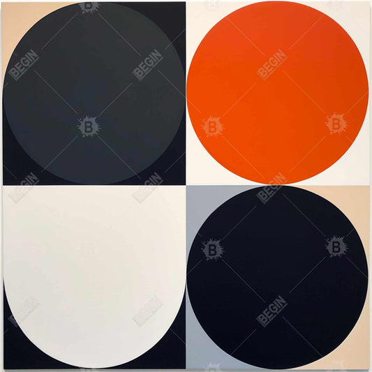 White Minimalist Abstract Canvas - Split Circles Home Decor