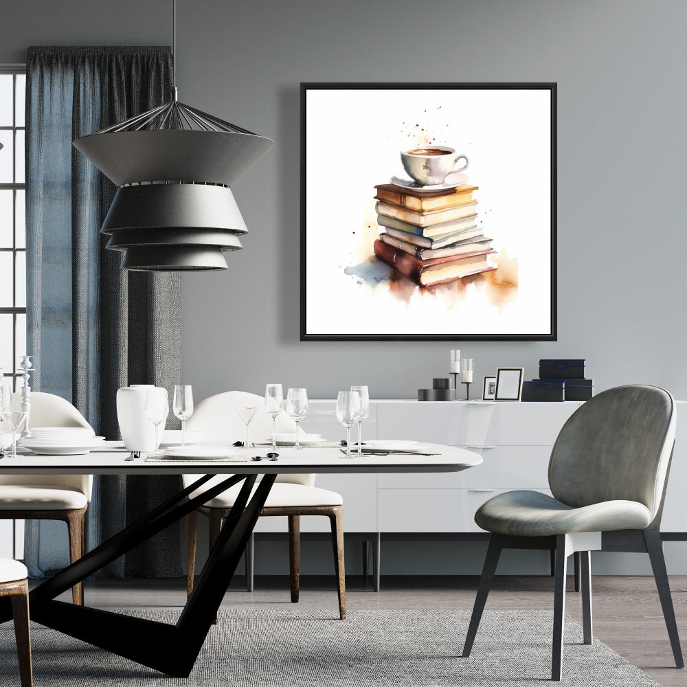 White Abstract Framed Canvas - Relaxing Coffee Home Decor