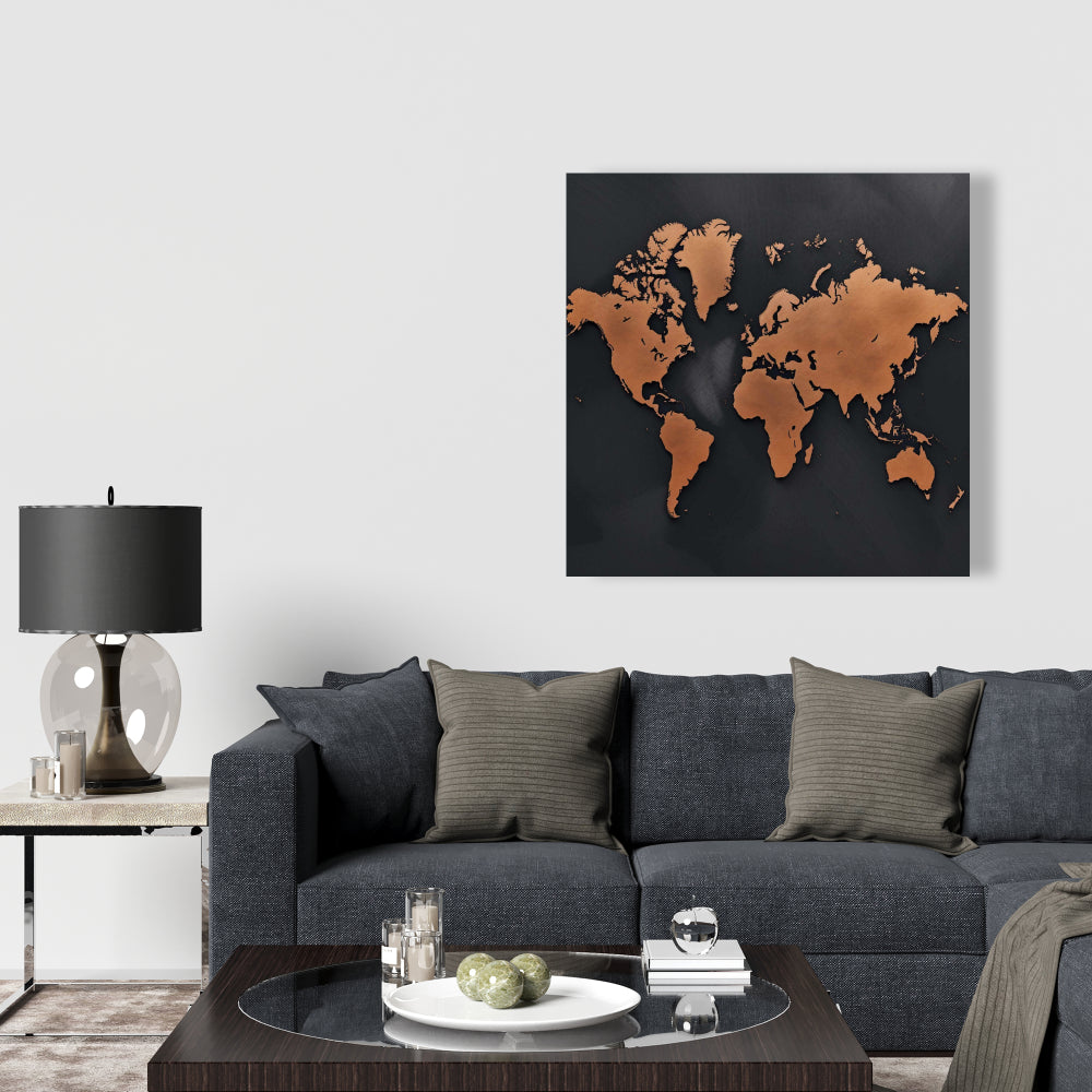 Rusted Map Pattern Blue Prints Canvas | Home Decor Wall Art
