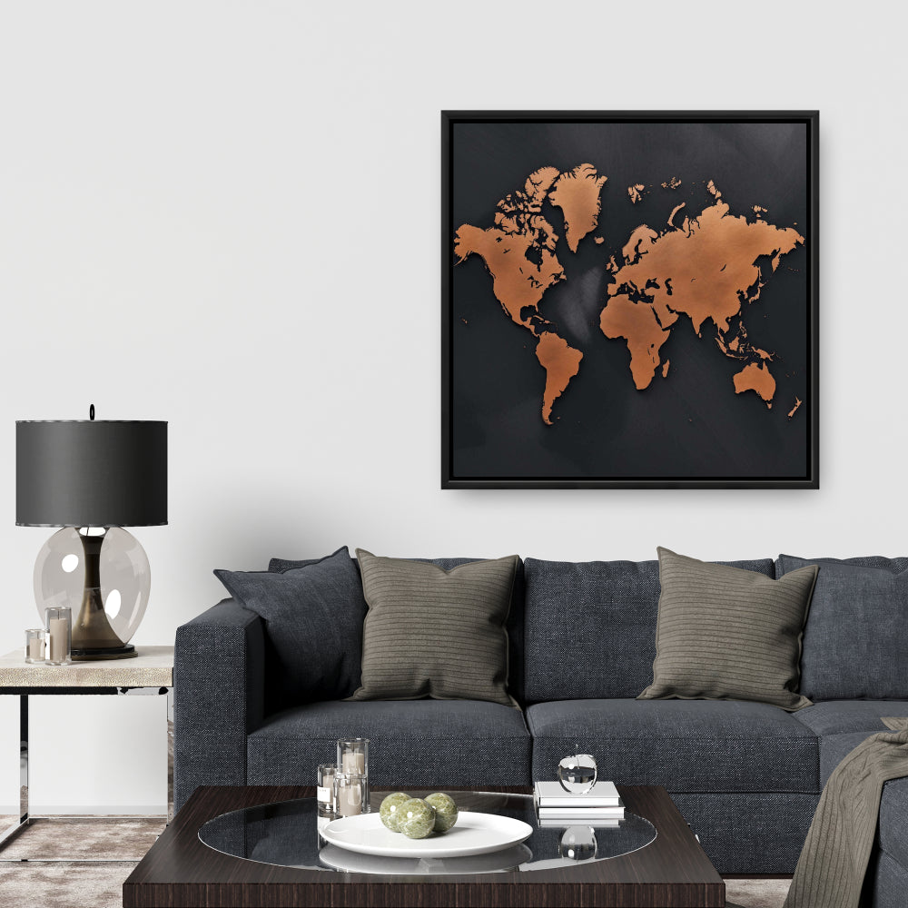 Rusted Map Framed Canvas - Bedroom Decor | American Blueprints