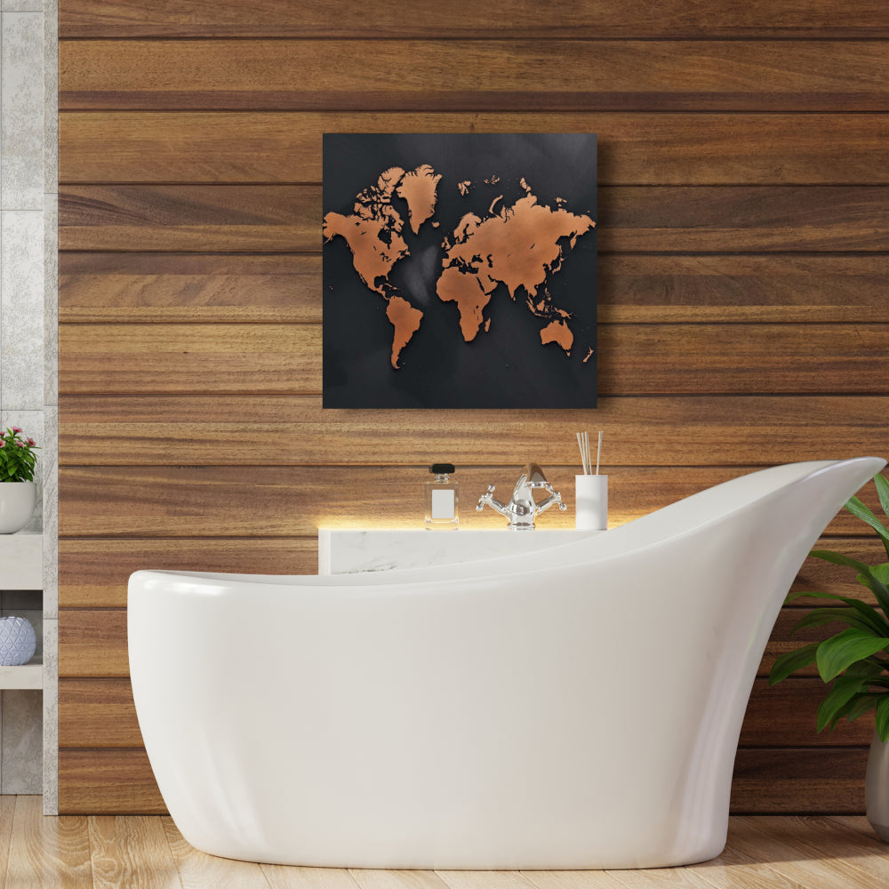 Rusted Map Pattern Blue Prints Canvas | Home Decor Wall Art