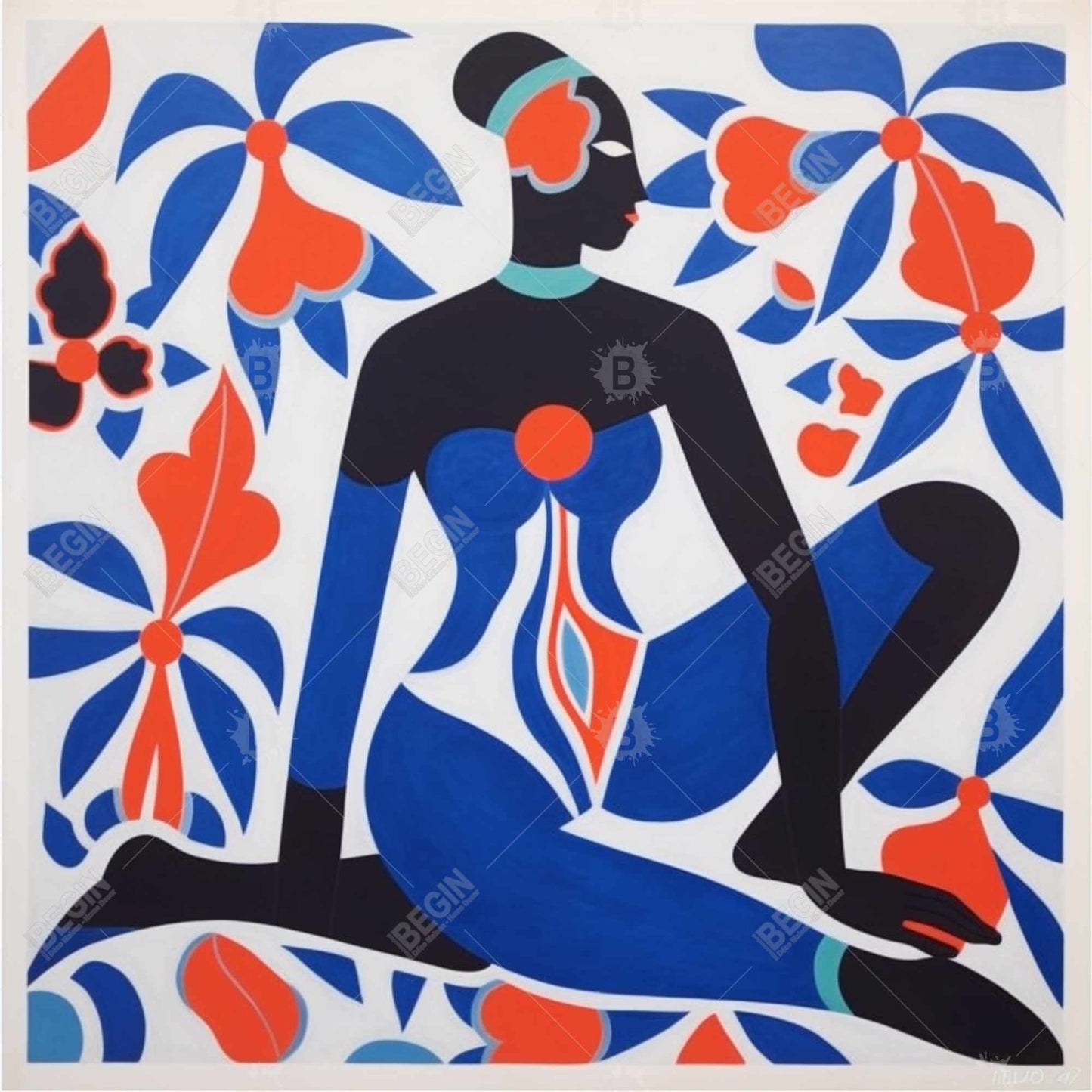 Toile encadrée aux formes minimalistes bleues - Décoration d'intérieur Pure Yoga