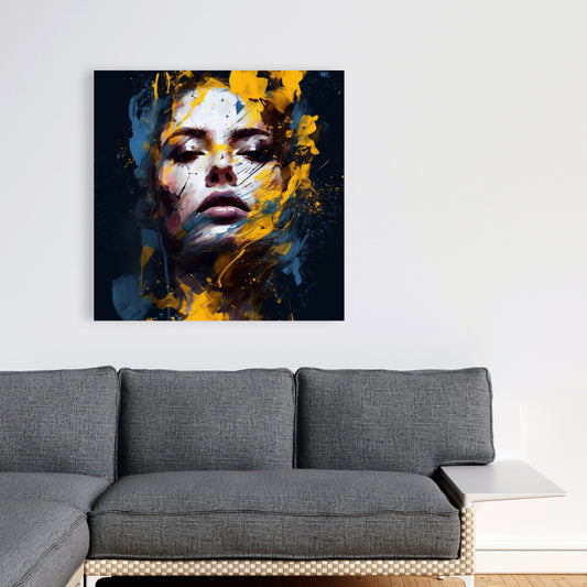 Toile contemporaine aux formes bleues - Décoration d'intérieur sensuelle Tornado