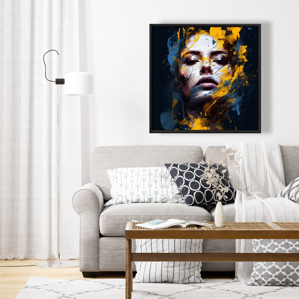 Sensual Tornado Blue Framed Canvas | Bedroom Decor Art