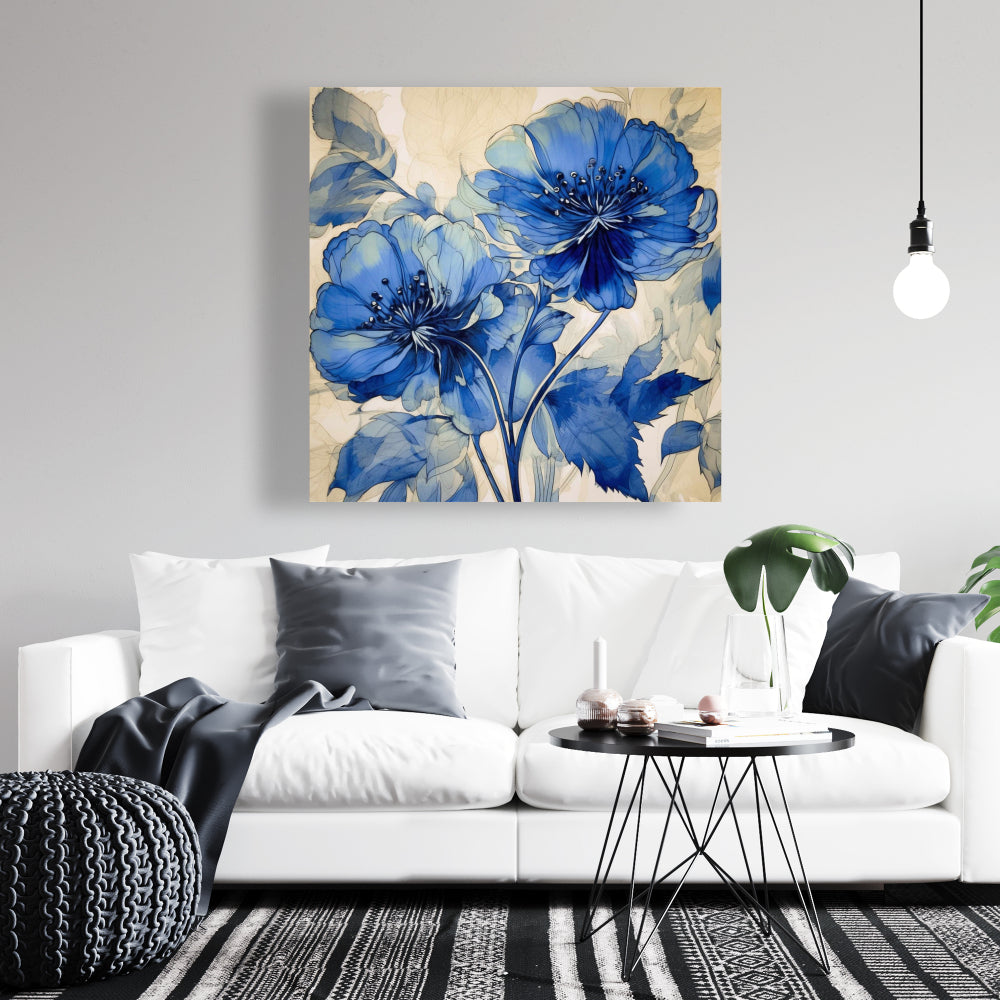 Toile abstraite de fleurs marines - Décoration d'intérieur contemporaine