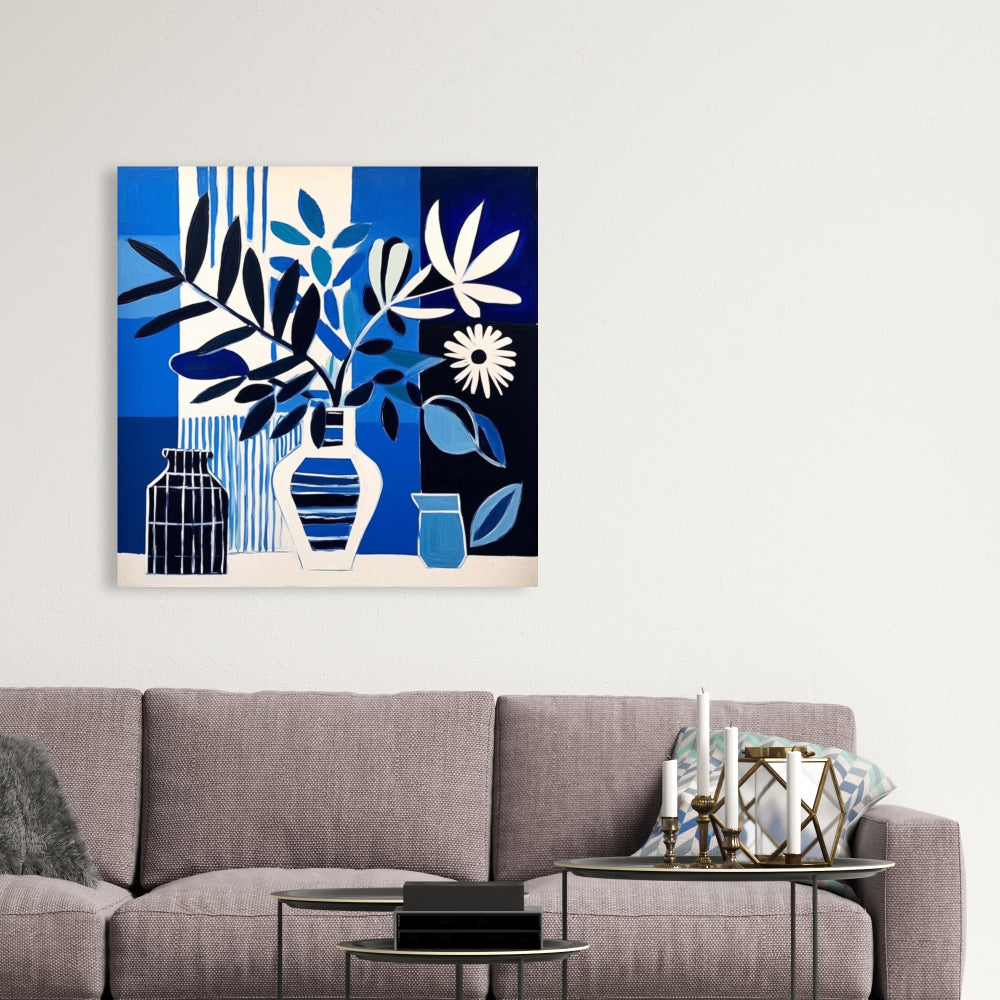 Blue Living Flowers Canvas - Bedroom Wall Art Home Decor