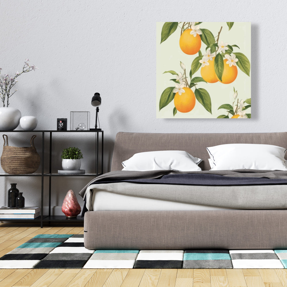 Suspended Oranges Flowers Canvas - Contemporary Bedroom Decor