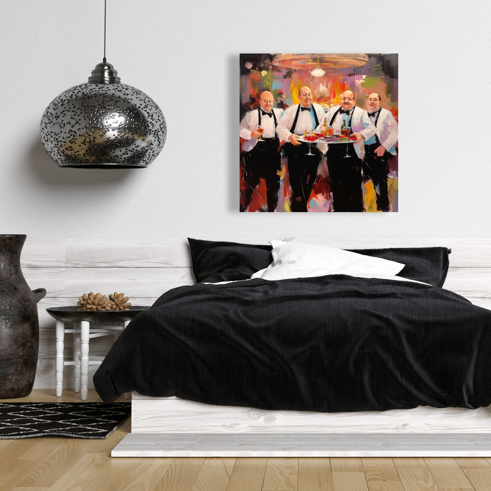 Toile de cuisine blanche – Décoration d'intérieur avec serveurs fiers