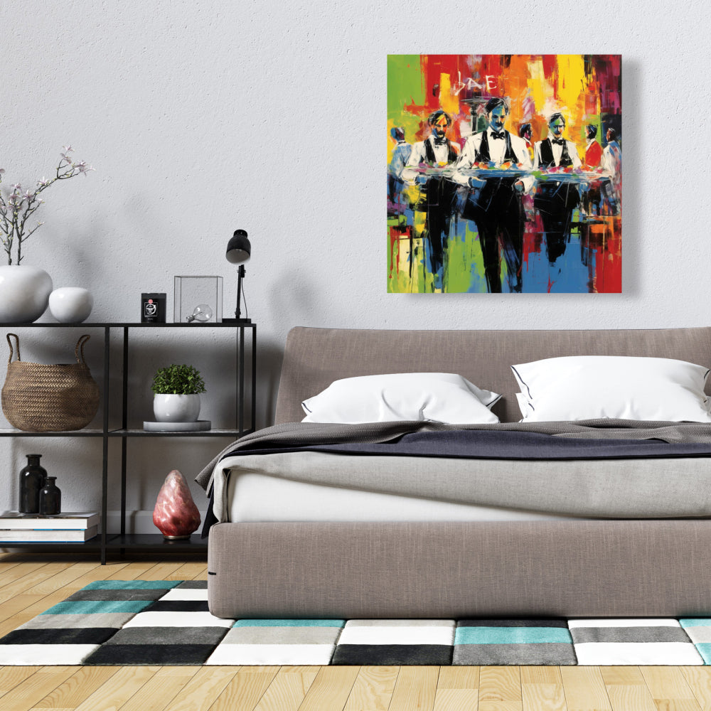 Blue Contemporary Kitchen Canvas - Classic Waiters Wall Art