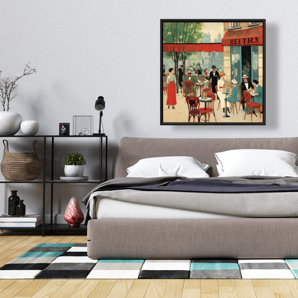 Gastronomy Blue Framed Canvas - Public Coffee Shop Decor
