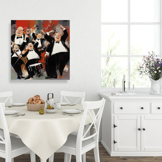 Toile blanche « Danse animée » pour chambre à coucher | Décoration musicale pour la maison