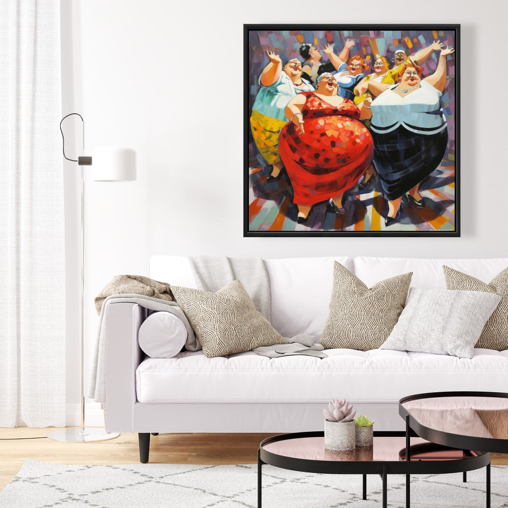 Cheerful Women Abstract Framed Canvas - Bedroom Home Decor