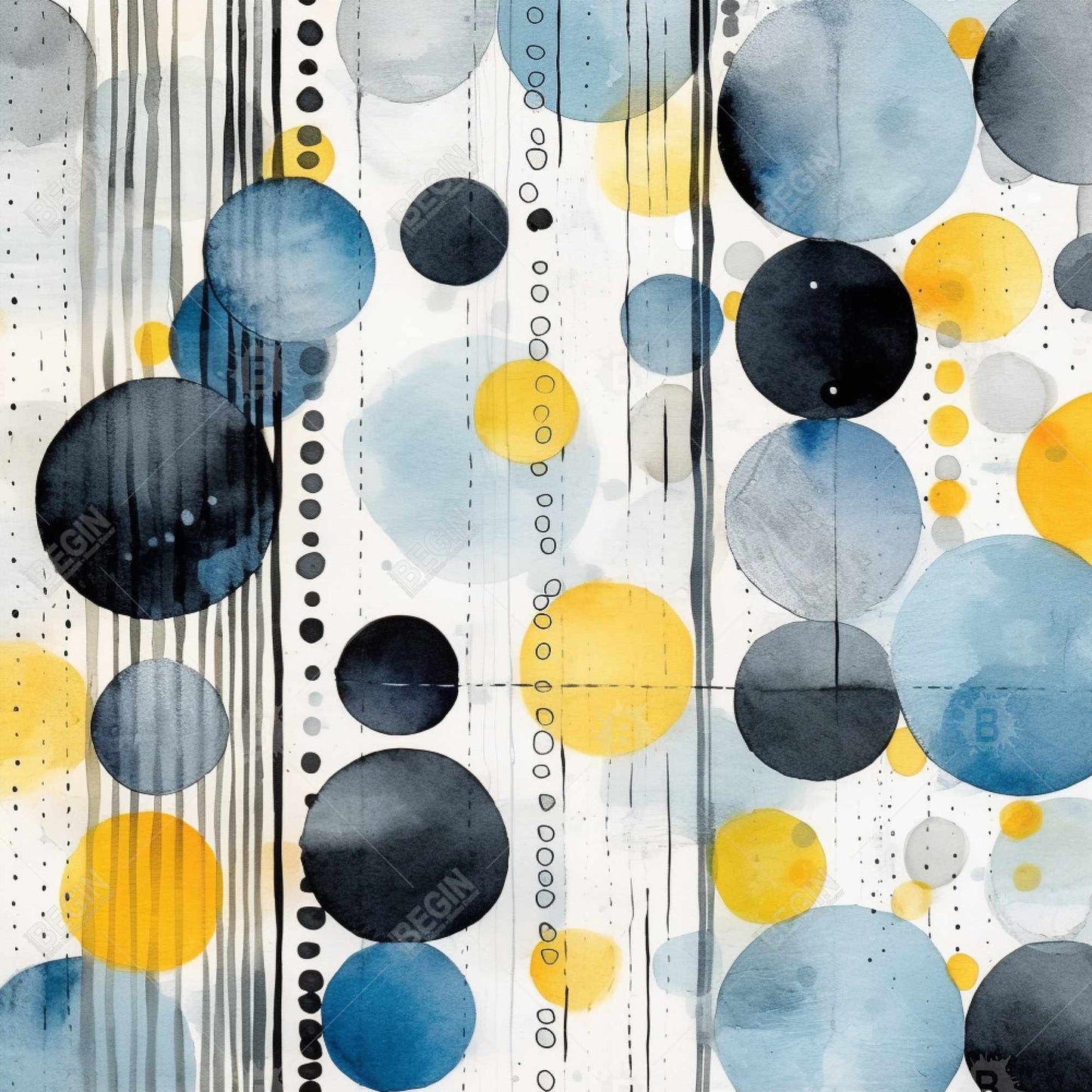 Oceanic Bubbles Blue Abstract Canvas - Bedroom Wall Art Decor