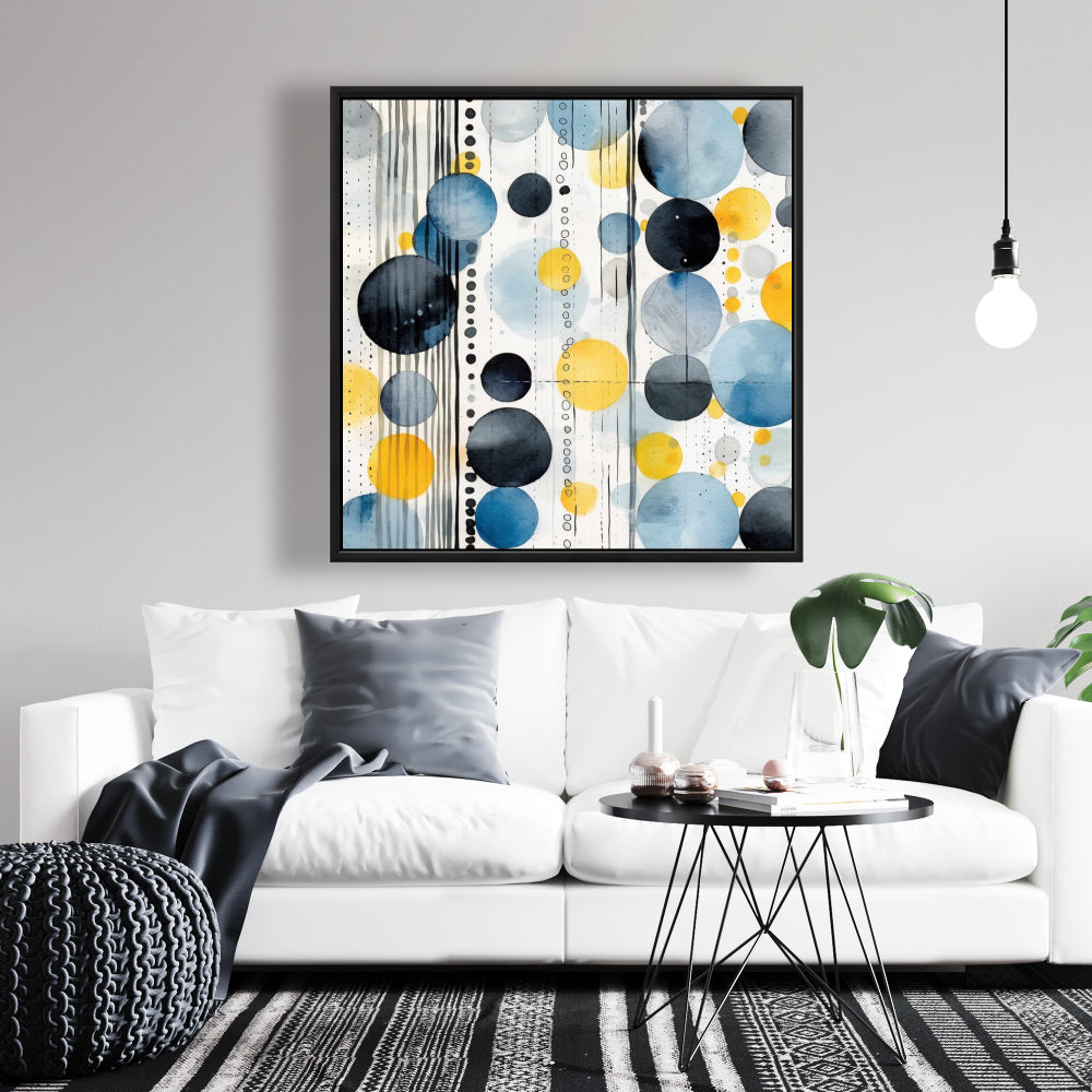 Oceanic Bubbles Blue Abstract Canvas - Bedroom Wall Art Decor